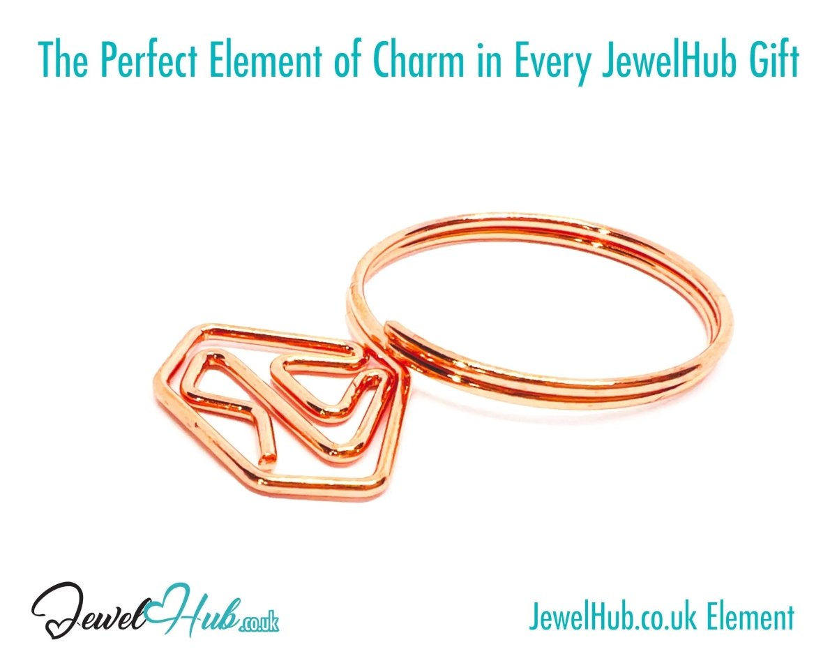 Diamond Ring Paper Clips · Iron Duo · Gold & Rose Gold · Quirky Gift Charm · Bestseller Combo - JewelHub.co.uk