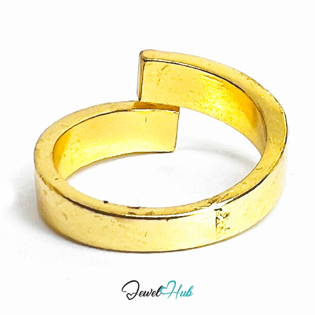 Dual Crystal Gold Bypass Ring – Baguette Diamond Statement Fixed N - JewelHub.co.uk