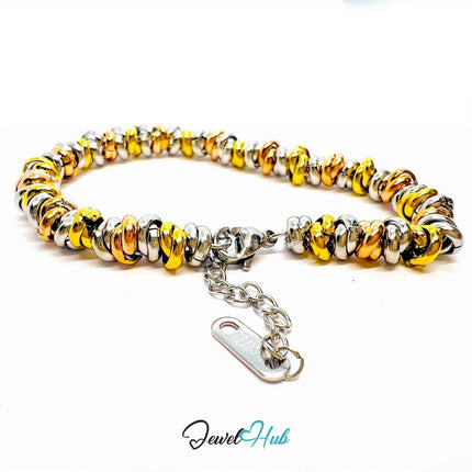DuoTone 316L Stainless Steel Bead Bracelet – Mixed Metal for Fashion Gifts - JewelHub.co.uk