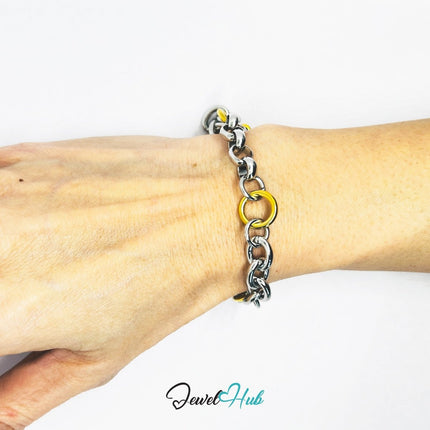 DuoTone 316L Stainless Steel Bracelet – Circular Link Balance Edition - JewelHub.co.uk