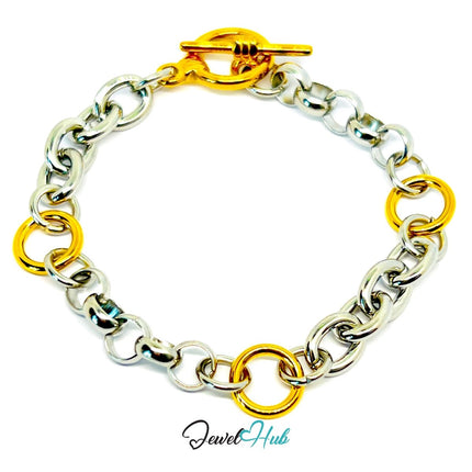 DuoTone 316L Stainless Steel Bracelet – Circular Link Balance Edition - JewelHub.co.uk