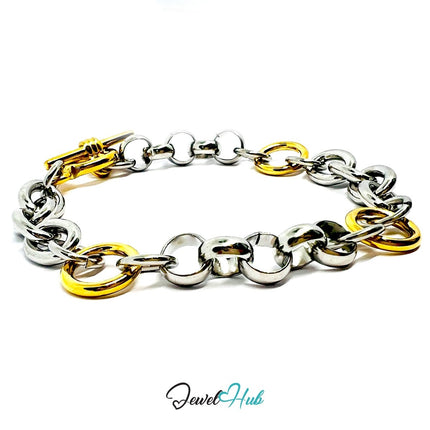DuoTone 316L Stainless Steel Bracelet – Circular Link Balance Edition - JewelHub.co.uk