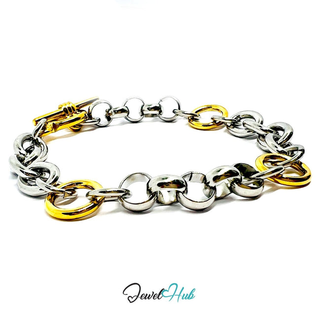 DuoTone 316L Stainless Steel Bracelet – Circular Link Balance Edition - JewelHub.co.uk