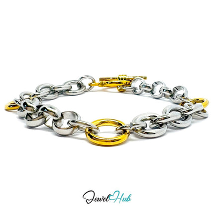 DuoTone 316L Stainless Steel Bracelet – Circular Link Balance Edition - JewelHub.co.uk