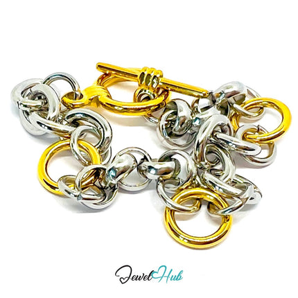 DuoTone 316L Stainless Steel Bracelet – Circular Link Balance Edition - JewelHub.co.uk