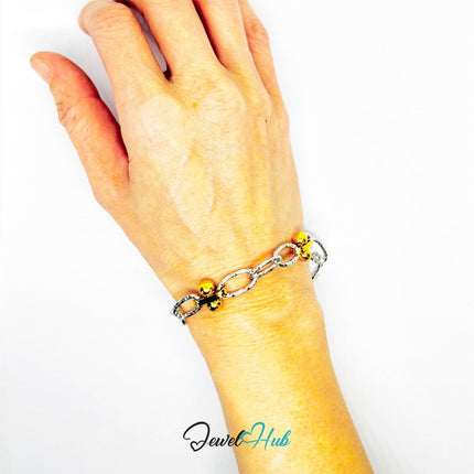 DuoTone 316L Stainless Steel Bracelet – Double Sphere Accent Edition - JewelHub.co.uk