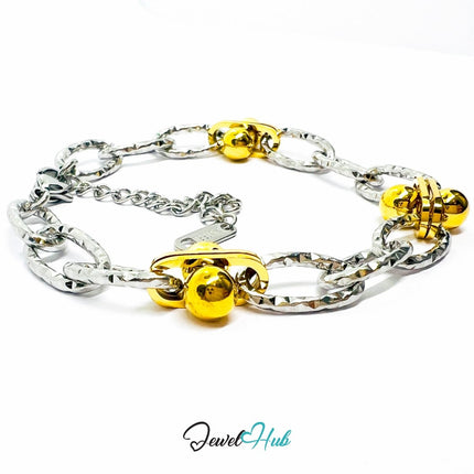 DuoTone 316L Stainless Steel Bracelet – Double Sphere Accent Edition - JewelHub.co.uk