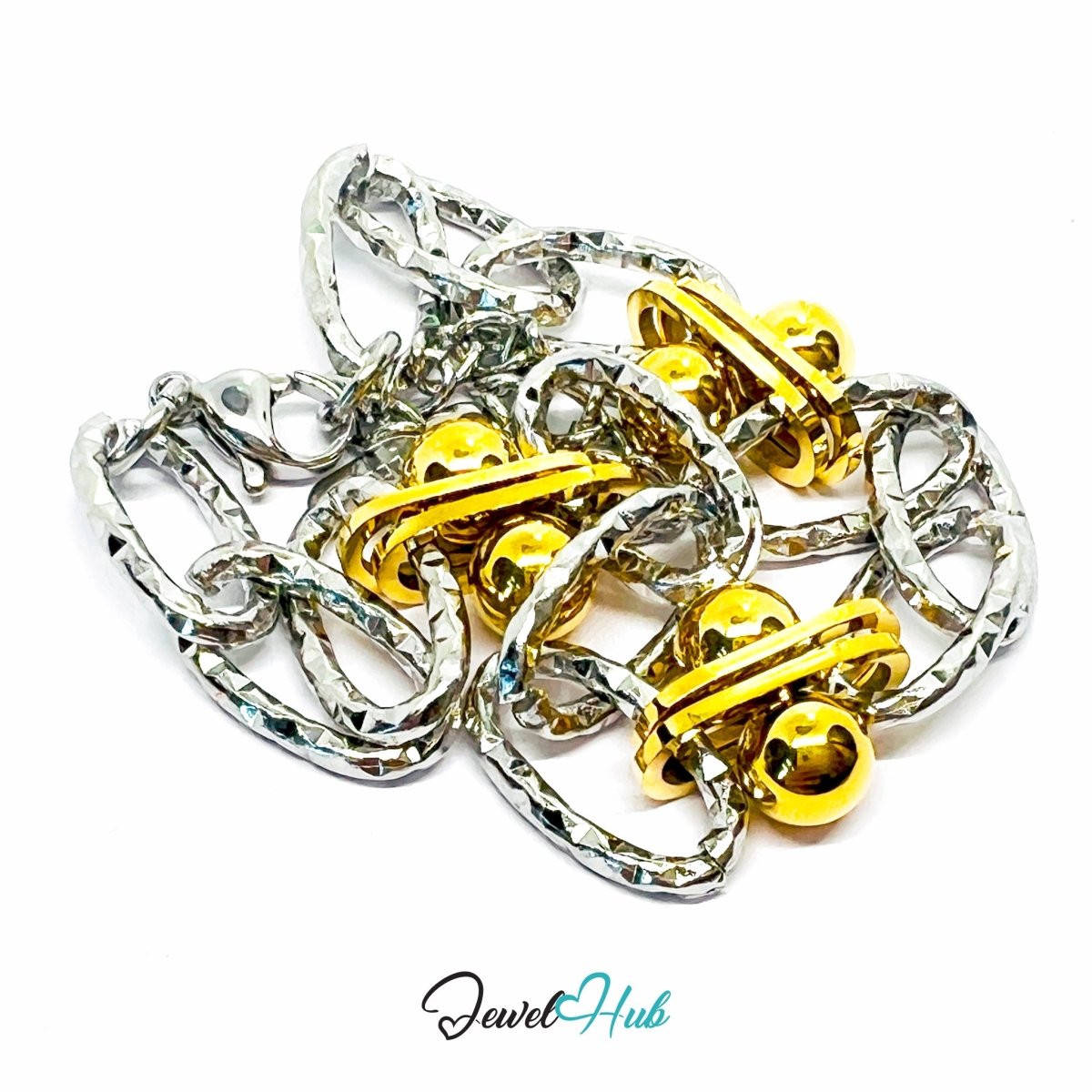 DuoTone 316L Stainless Steel Bracelet – Double Sphere Accent Edition - JewelHub.co.uk