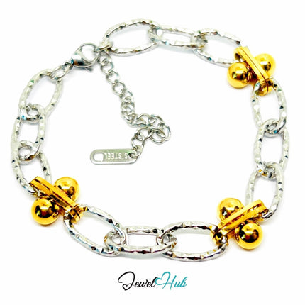 DuoTone 316L Stainless Steel Bracelet – Double Sphere Accent Edition - JewelHub.co.uk