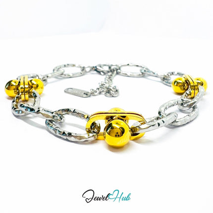 DuoTone 316L Stainless Steel Bracelet – Double Sphere Accent Edition - JewelHub.co.uk