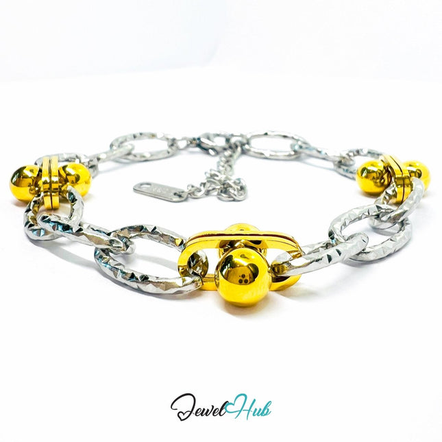 DuoTone 316L Stainless Steel Bracelet – Double Sphere Accent Edition - JewelHub.co.uk