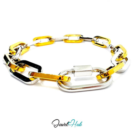DuoTone 316L Stainless Steel Bracelet – Double - Tone Paperclip Link - JewelHub.co.uk