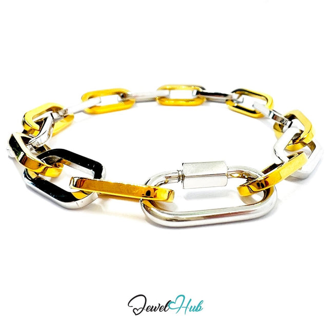 DuoTone 316L Stainless Steel Bracelet – Double - Tone Paperclip Link - JewelHub.co.uk