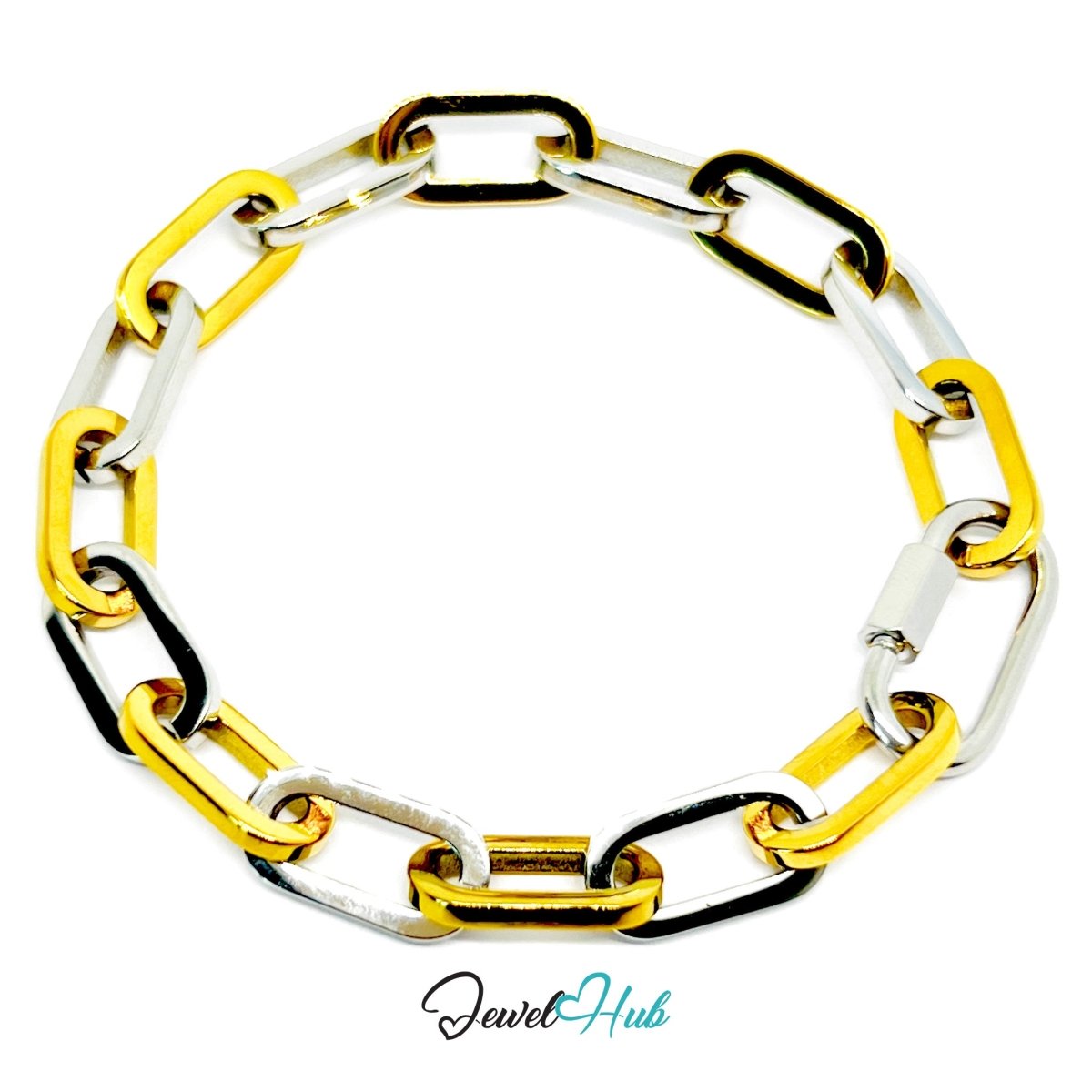 DuoTone 316L Stainless Steel Bracelet – Double - Tone Paperclip Link - JewelHub.co.uk