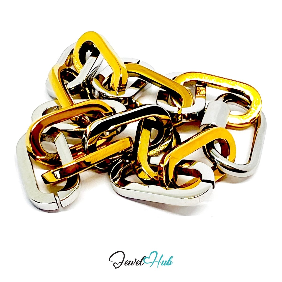 DuoTone 316L Stainless Steel Bracelet – Double - Tone Paperclip Link - JewelHub.co.uk