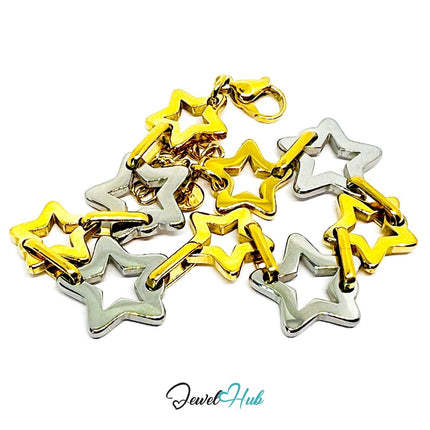 DuoTone 316L Stainless Steel Bracelet – Hollow Star Link Edition - JewelHub.co.uk