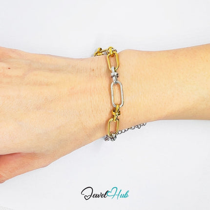 DuoTone 316L Stainless Steel Bracelet – Knot Link Fusion Edition - JewelHub.co.uk