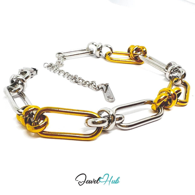 DuoTone 316L Stainless Steel Bracelet – Knot Link Fusion Edition - JewelHub.co.uk
