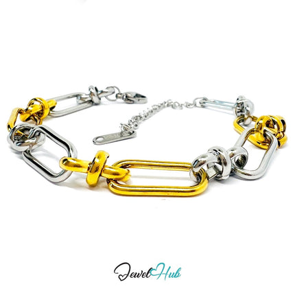 DuoTone 316L Stainless Steel Bracelet – Knot Link Fusion Edition - JewelHub.co.uk