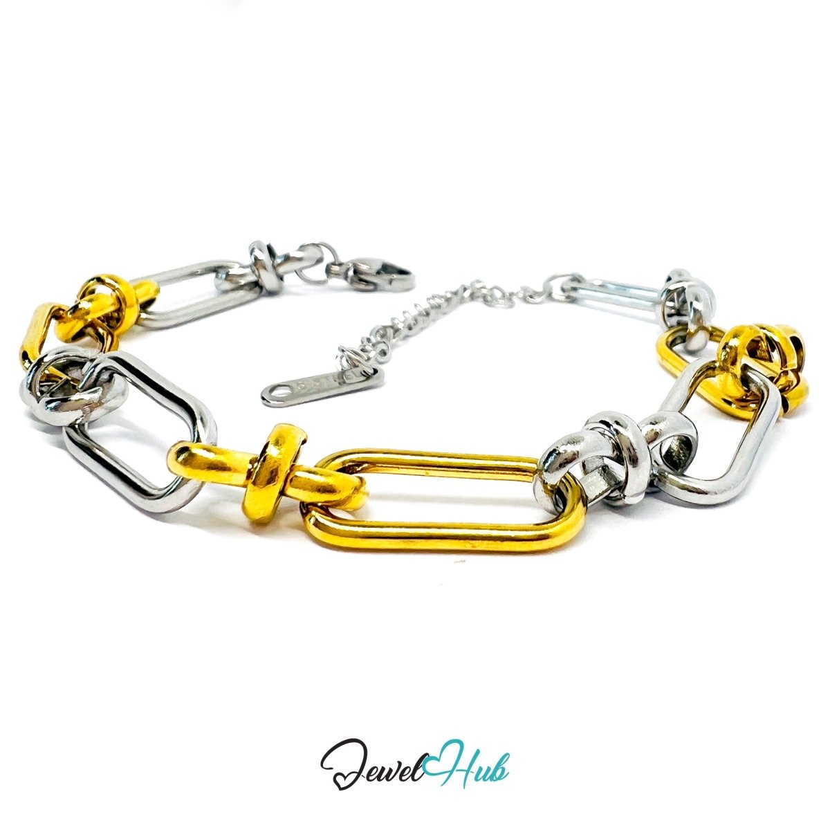 DuoTone 316L Stainless Steel Bracelet – Knot Link Fusion Edition - JewelHub.co.uk