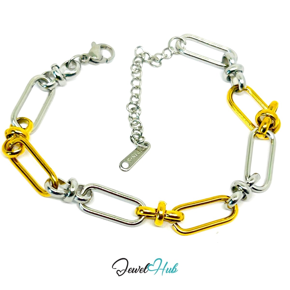 DuoTone 316L Stainless Steel Bracelet – Knot Link Fusion Edition - JewelHub.co.uk