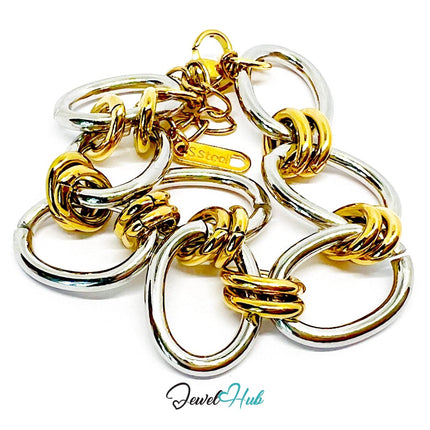DuoTone 316L Stainless Steel Bracelet – Oval Contrast Link Edition - JewelHub.co.uk