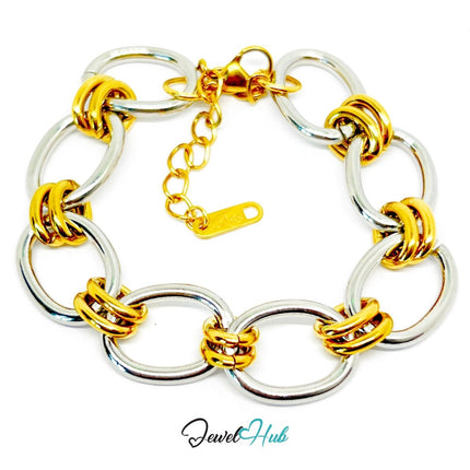 DuoTone 316L Stainless Steel Bracelet – Oval Contrast Link Edition - JewelHub.co.uk