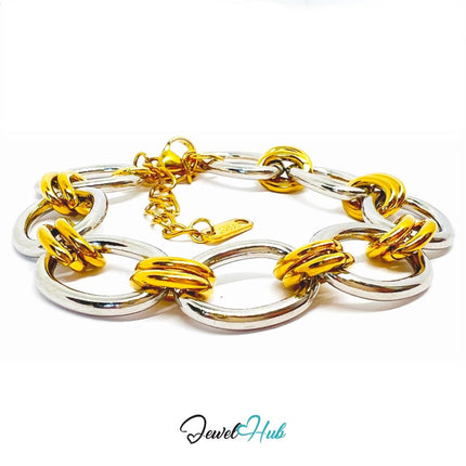 DuoTone 316L Stainless Steel Bracelet – Oval Contrast Link Edition - JewelHub.co.uk