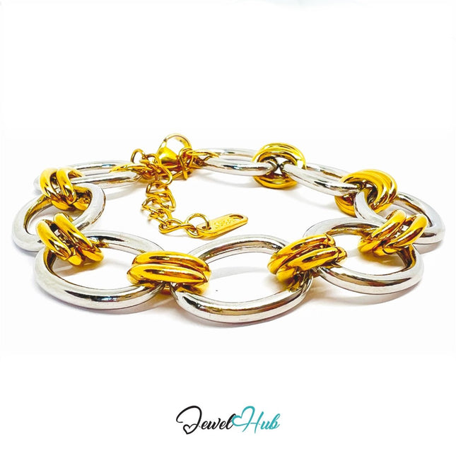 DuoTone 316L Stainless Steel Bracelet – Oval Contrast Link Edition - JewelHub.co.uk