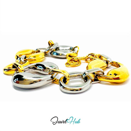 DuoTone 316L Stainless Steel Bracelet – SplitCircle Chain Edition - JewelHub.co.uk