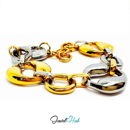 DuoTone 316L Stainless Steel Bracelet – SplitCircle Chain Edition - JewelHub.co.uk