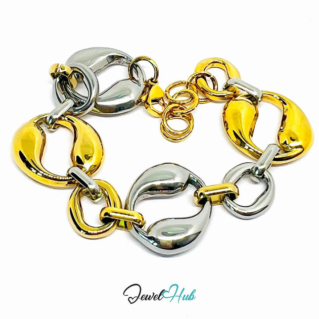 DuoTone 316L Stainless Steel Bracelet – SplitCircle Chain Edition - JewelHub.co.uk
