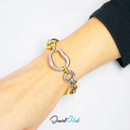 DuoTone 316L Stainless Steel Bracelet – SplitCircle Chain Edition - JewelHub.co.uk
