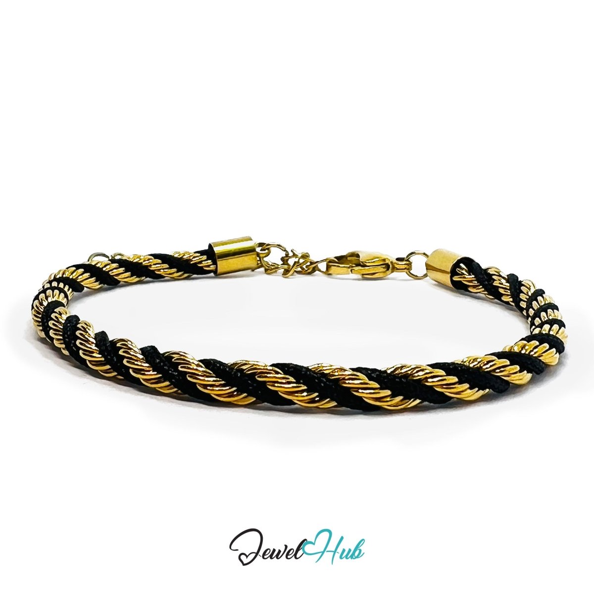 DuoTone 316L Stainless Steel Bracelet – Trendy Two‑Tone Rope Design - JewelHub.co.uk