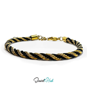 DuoTone 316L Stainless Steel Bracelet – Trendy Two‑Tone Rope Design - JewelHub.co.uk