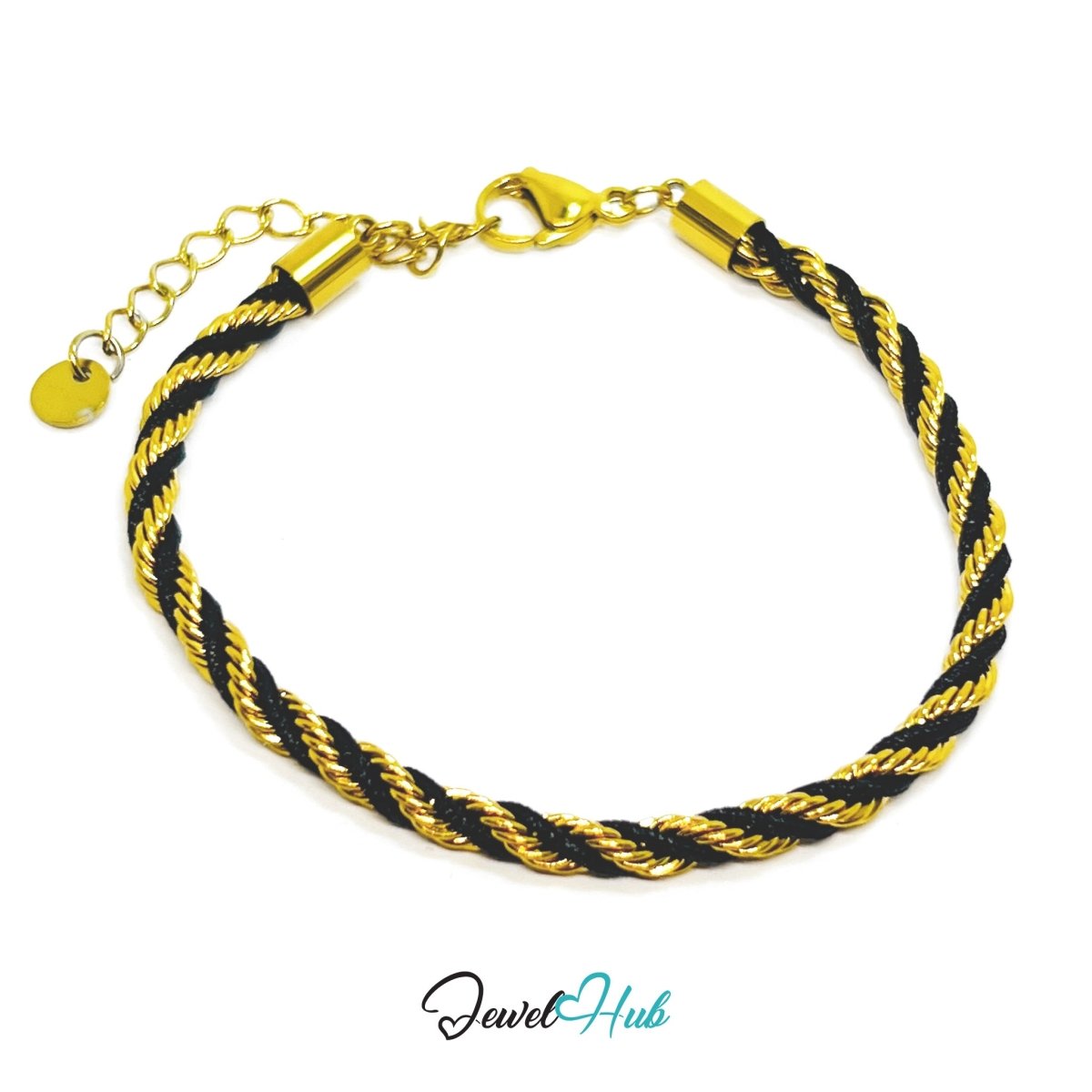 DuoTone 316L Stainless Steel Bracelet – Trendy Two‑Tone Rope Design - JewelHub.co.uk