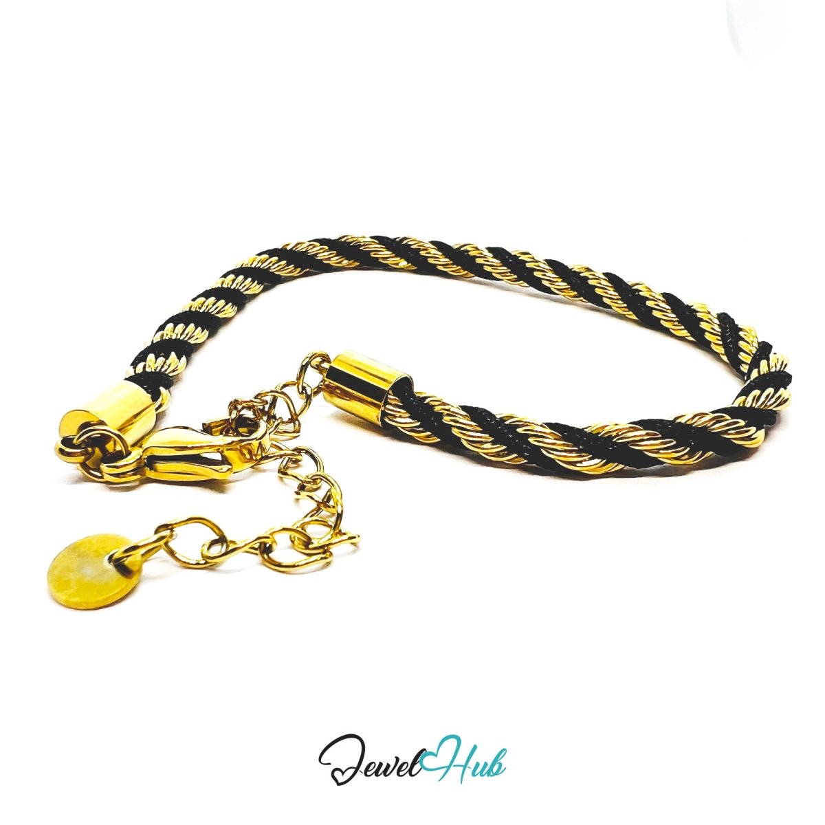 DuoTone 316L Stainless Steel Bracelet – Trendy Two‑Tone Rope Design - JewelHub.co.uk