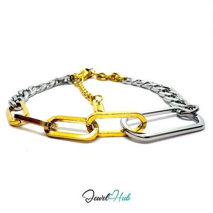 DuoTone 316L Stainless Steel Bracelet – Twisted Link Fusion Edition - JewelHub.co.uk