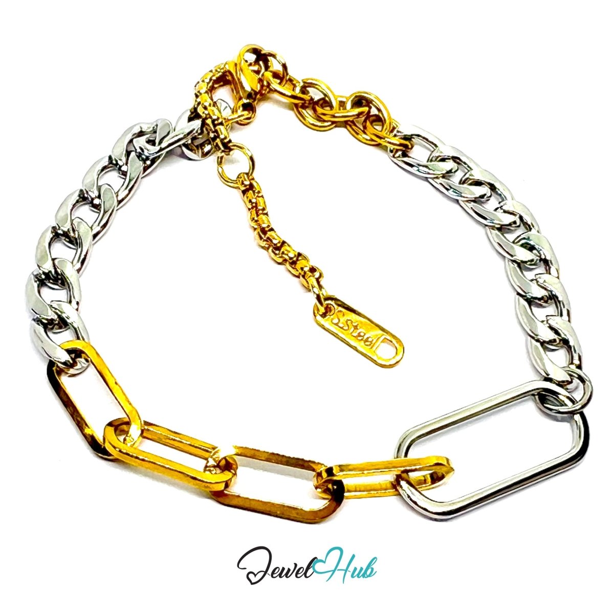 DuoTone 316L Stainless Steel Bracelet – Twisted Link Fusion Edition - JewelHub.co.uk
