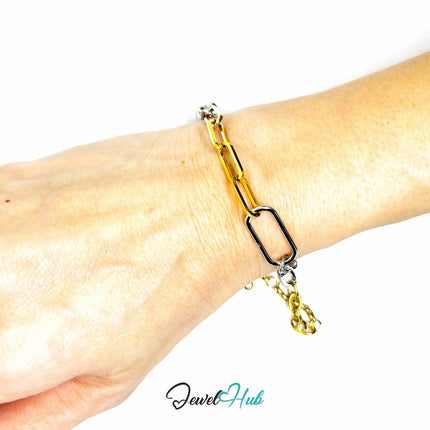 DuoTone 316L Stainless Steel Bracelet – Twisted Link Fusion Edition - JewelHub.co.uk