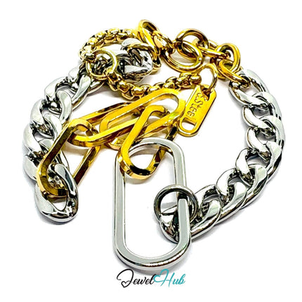 DuoTone 316L Stainless Steel Bracelet – Twisted Link Fusion Edition - JewelHub.co.uk