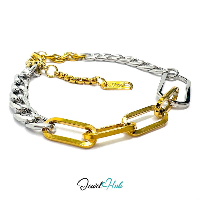 DuoTone 316L Stainless Steel Bracelet – Twisted Link Fusion Edition - JewelHub.co.uk