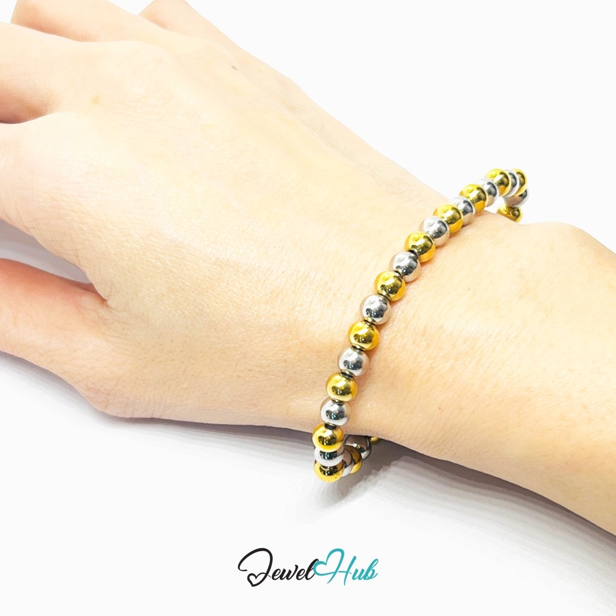 DuoTone 316L Stainless Steel Chain Bracelet, Bead Flex Mini Rhythm - JewelHub.co.uk