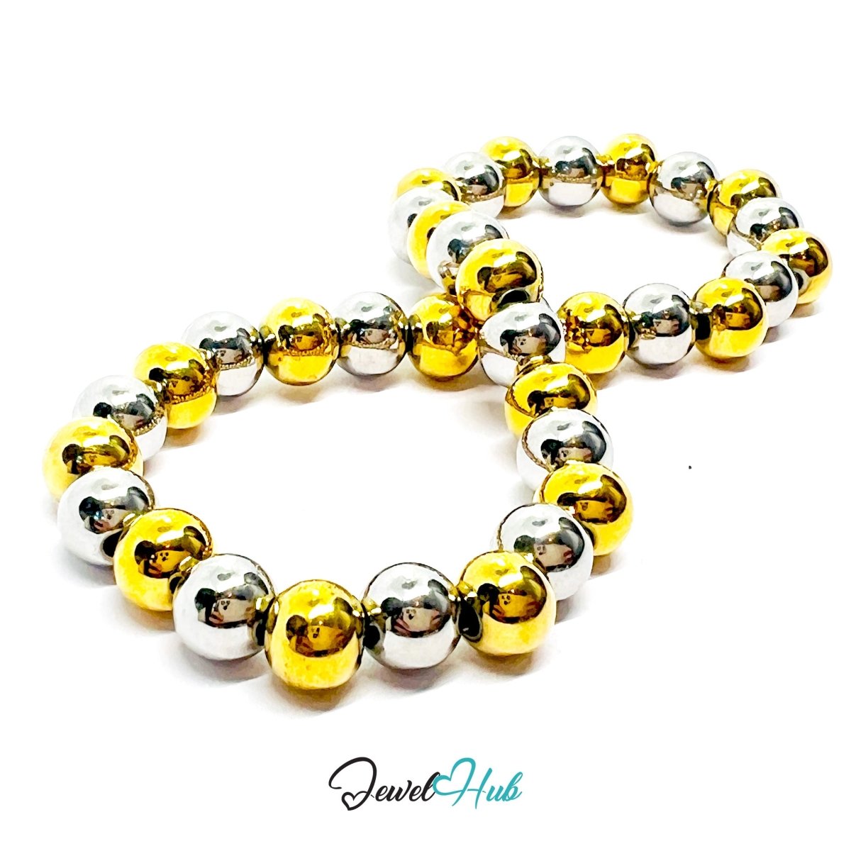 DuoTone 316L Stainless Steel Chain Bracelet, Bead Flex Mini Rhythm - JewelHub.co.uk