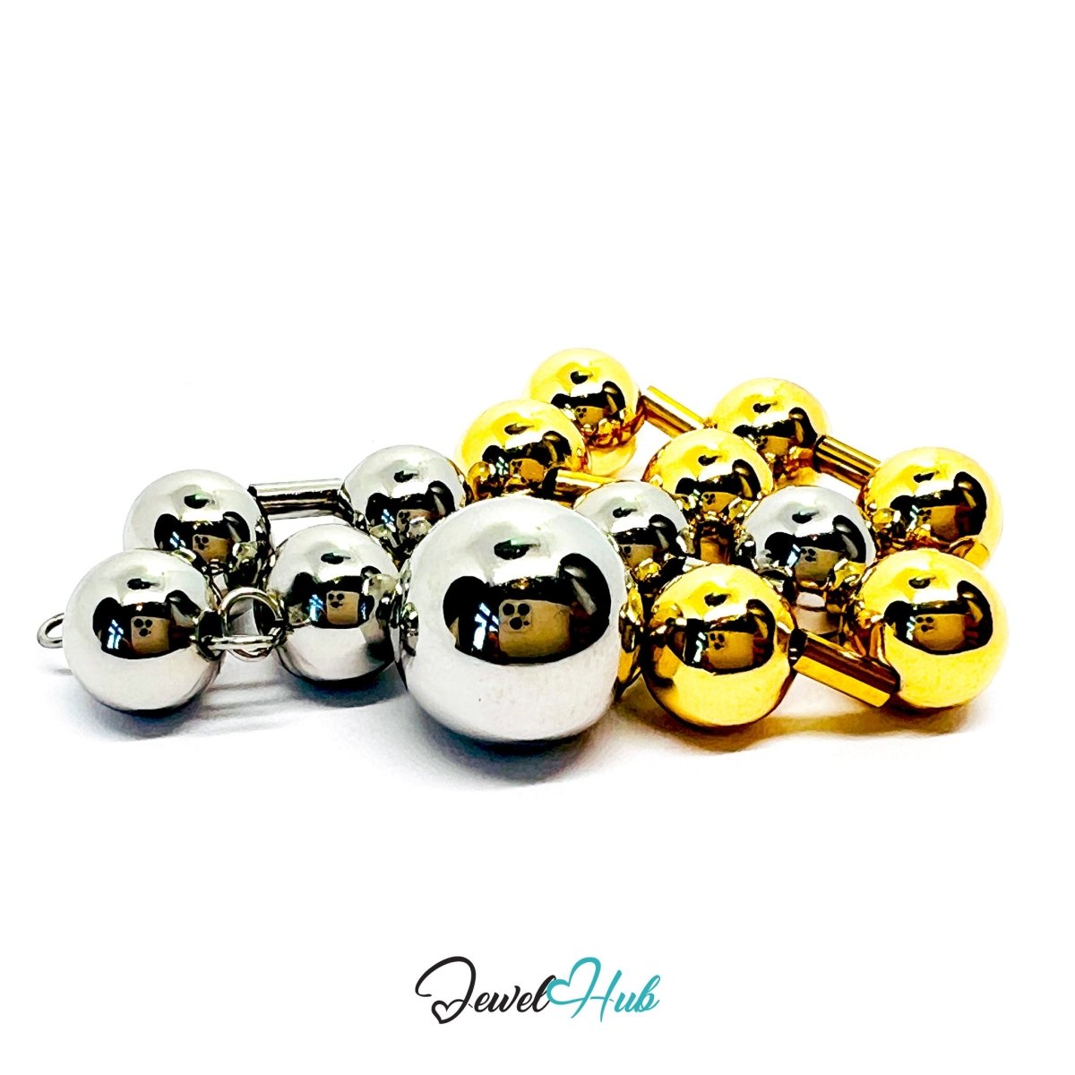DuoTone 316L Stainless Steel Chain Bracelet – Bead Signature Centerpiece - JewelHub.co.uk