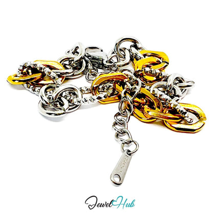DuoTone 316L Stainless Steel Chain Bracelet – Interwoven Link Edition - JewelHub.co.uk