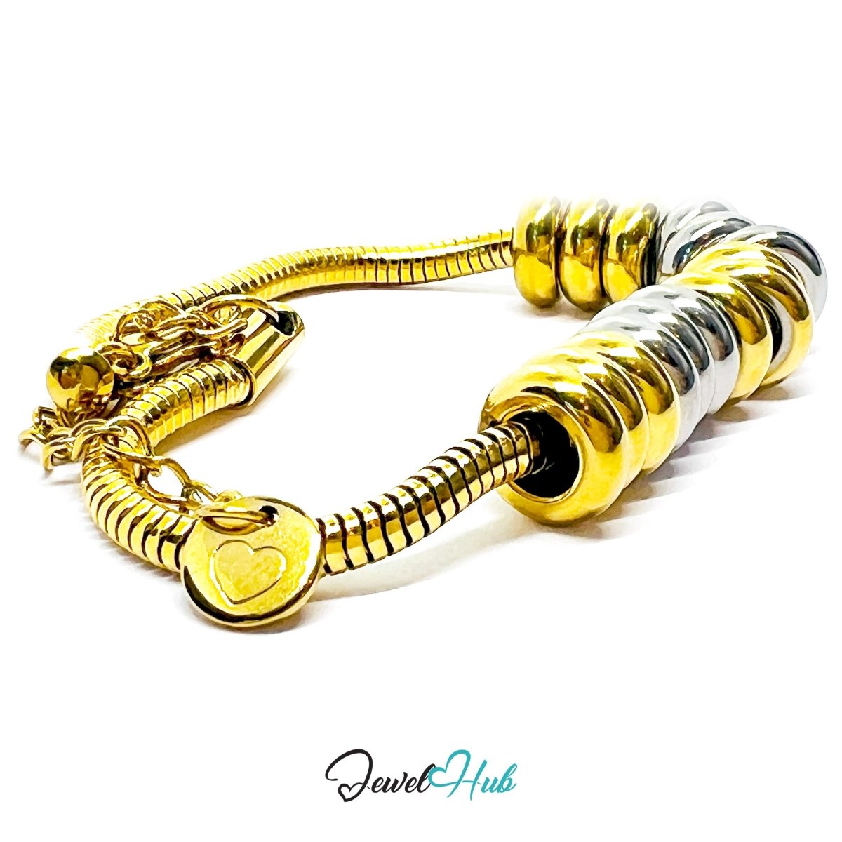 DuoTone 316L Stainless Steel Chain Bracelet, Snake Duo Middle Harmony - JewelHub.co.uk
