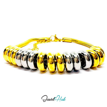DuoTone 316L Stainless Steel Chain Bracelet, Snake Duo Middle Harmony - JewelHub.co.uk