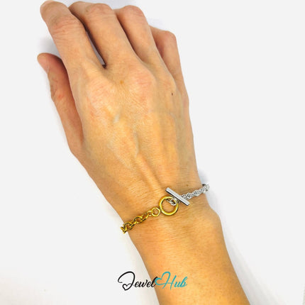 DuoTone 316L Stainless Steel Rope Bracelet – Chain & Twist Edition - JewelHub.co.uk