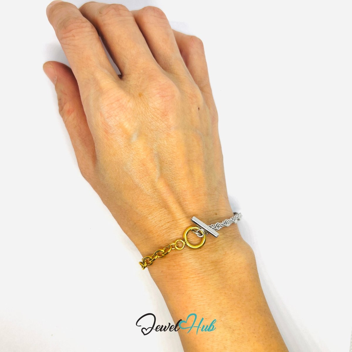 DuoTone 316L Stainless Steel Rope Bracelet – Chain & Twist Edition - JewelHub.co.uk